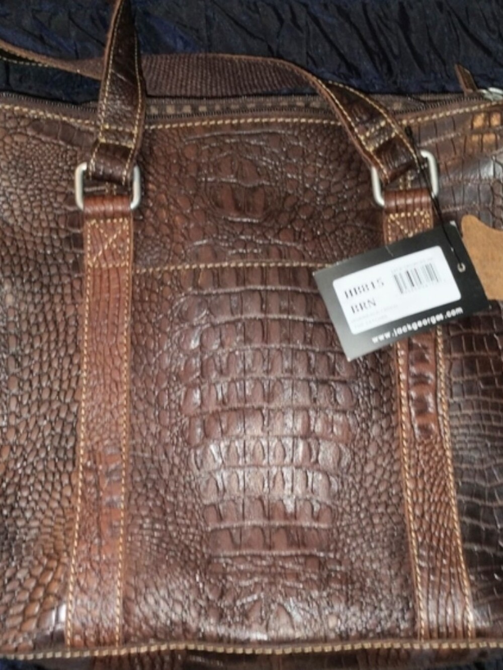 Jack George Croc-Embossed Leather Satchel — New w/o Tags